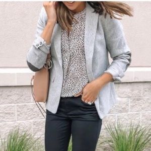 LOFT Cheetah Leopard Print Mixed Media Split Neck Sleeveless Blouse